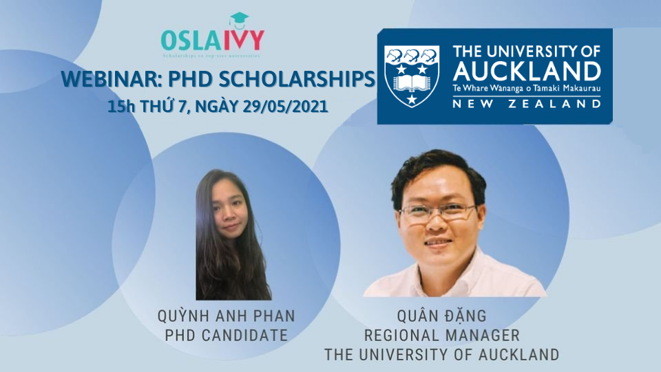 Webinar: Học bổng du học PhD tại đại học Auckland