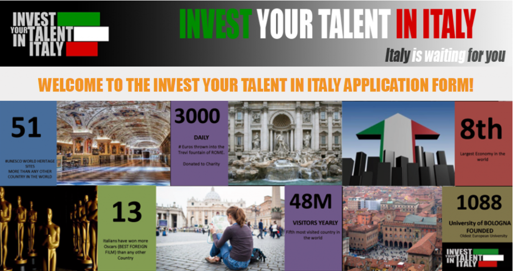 hoc bong invest your talent in italy
