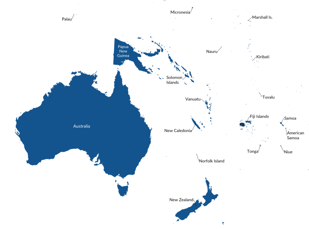 Bản đồ các nước ở Châu Đại Dương - New Zealand thuộc châu lục nào?