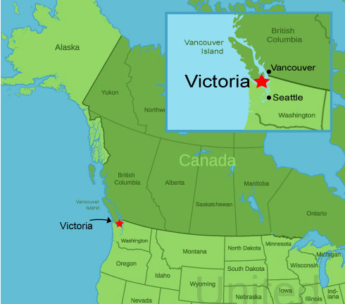 Vị trí địa lý thành phố Victoria Canada